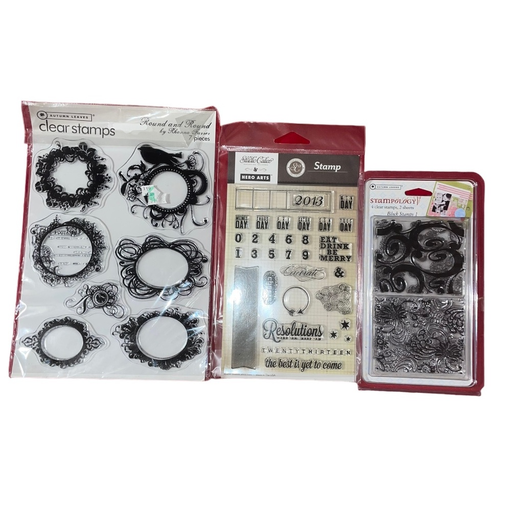 Stampology‎ Autumn Leaves Round and Round Studio Calico Hero Arts Acrylic Stamps